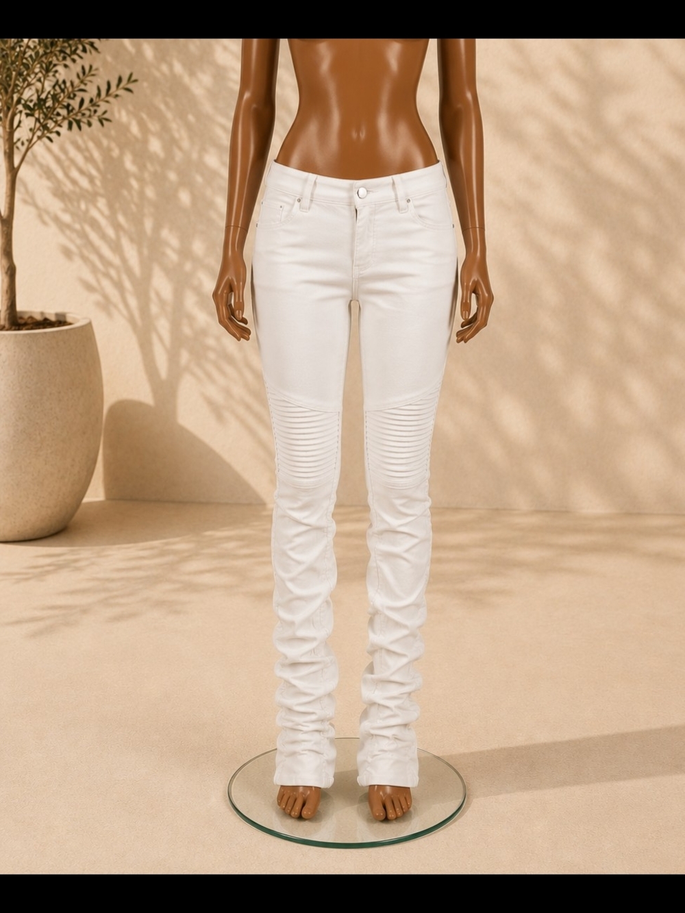 White Stack Biker Jeans Skinny Fit